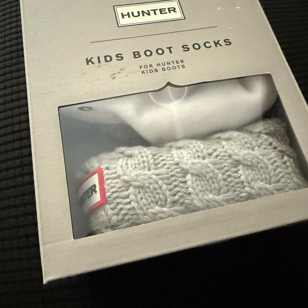 Hunter Kids Cable Knit Boot Socks - Light Gray